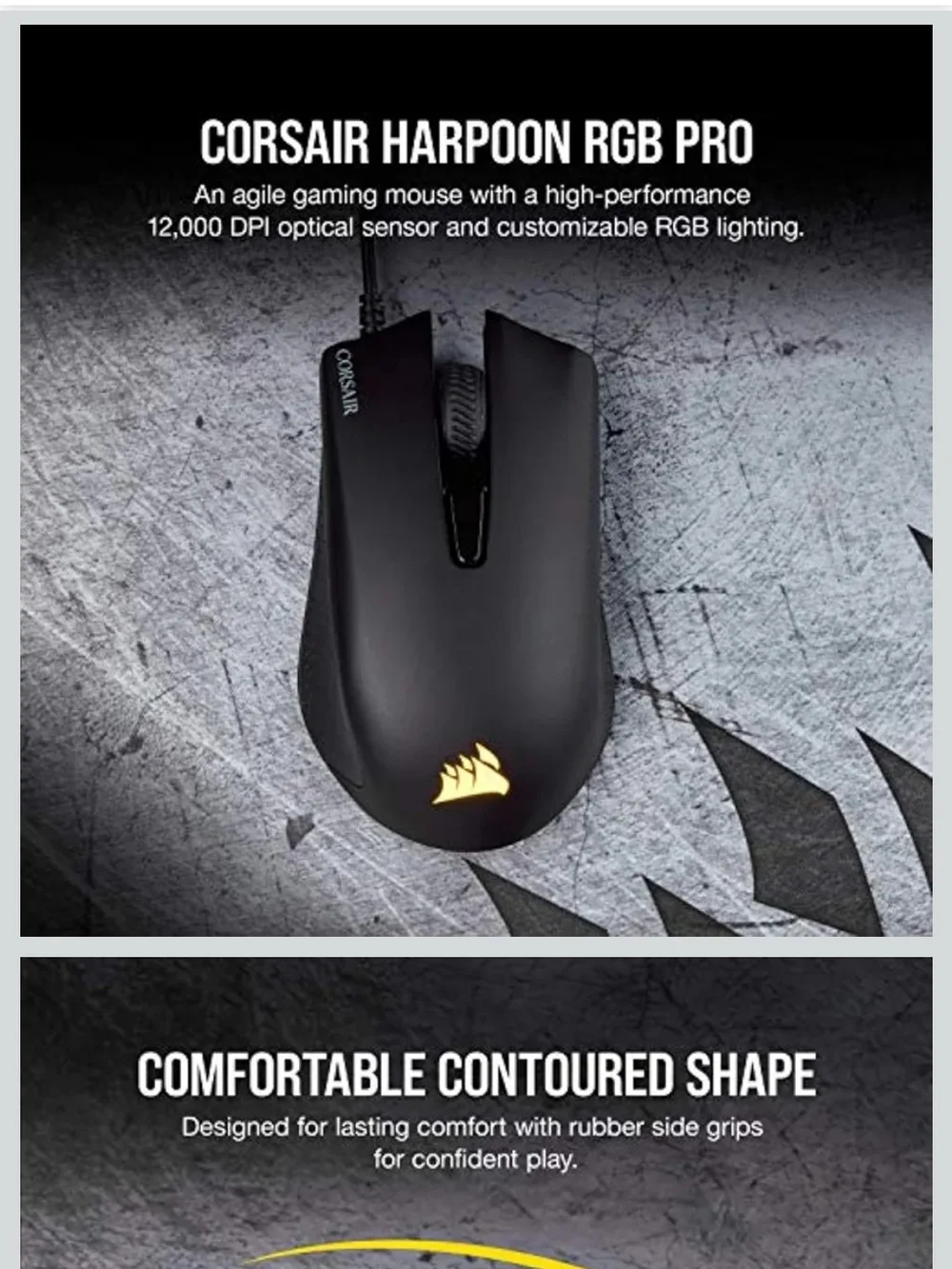 Corsair Harpoon RGB Pro Black Gaming Mouse Excellent Condition